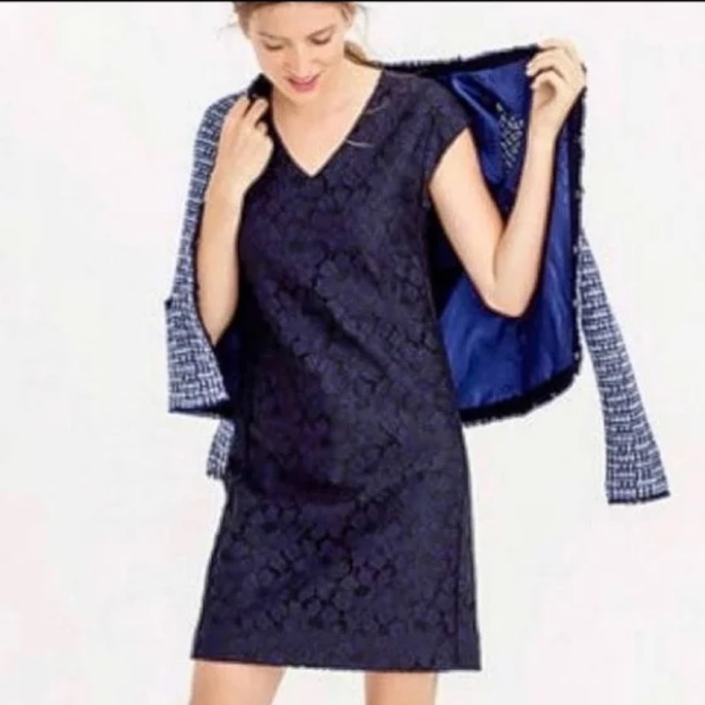 NWT J.Crew V-Neck Cap Sleeve Shift Lace Dress